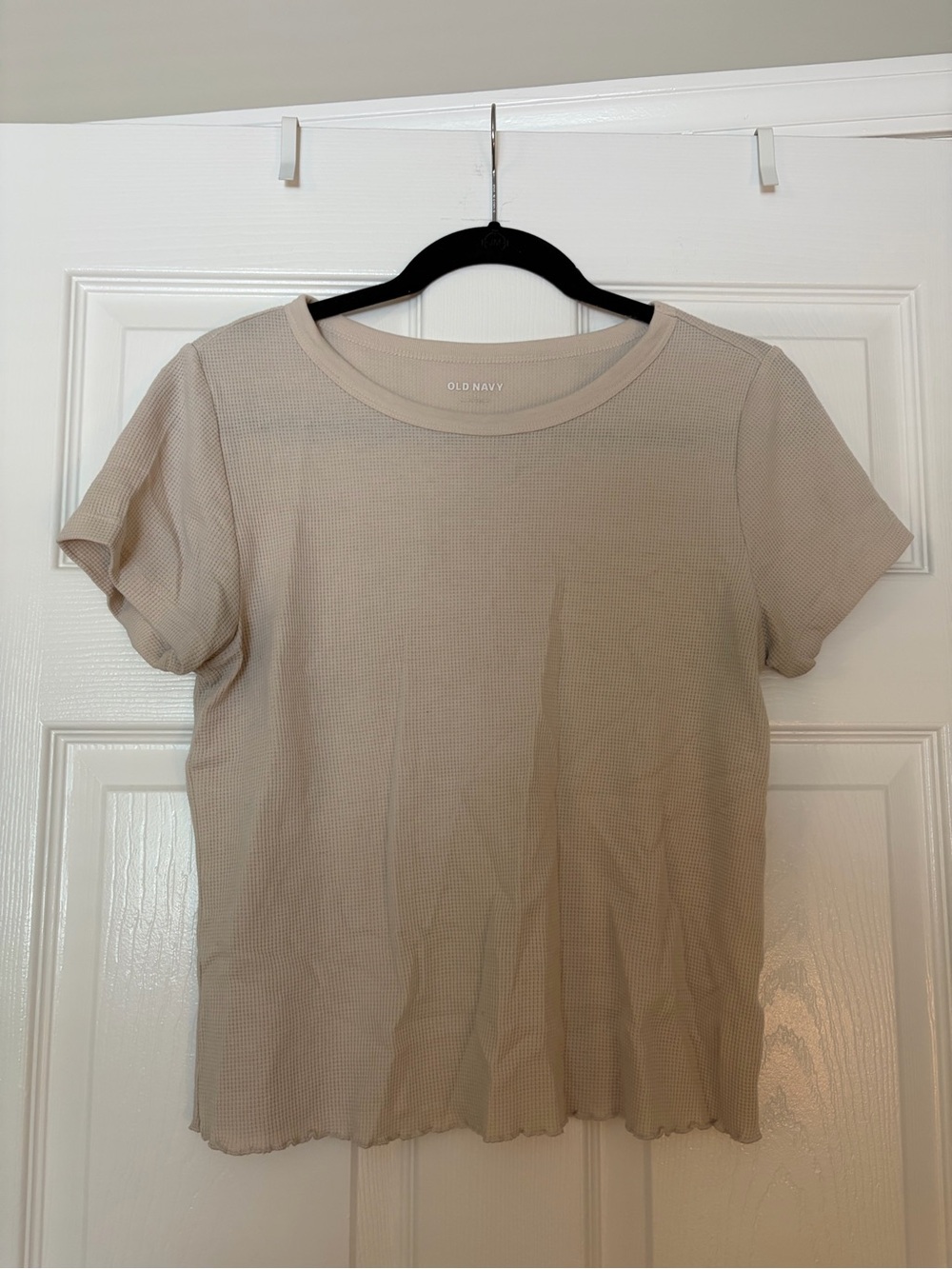 Old Navy Women's Short Sleeve Waffle Tee in Light Beige